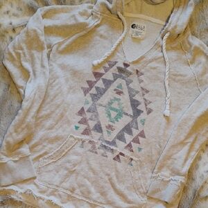 Billabong Cream and Gray Geometric Hoodie